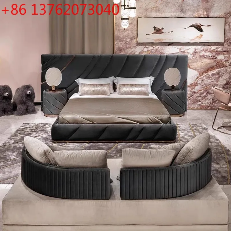

Итальянская кровать из ткани класса люкс с каркасом из массива дерева и высококачественной кожаной обивкой