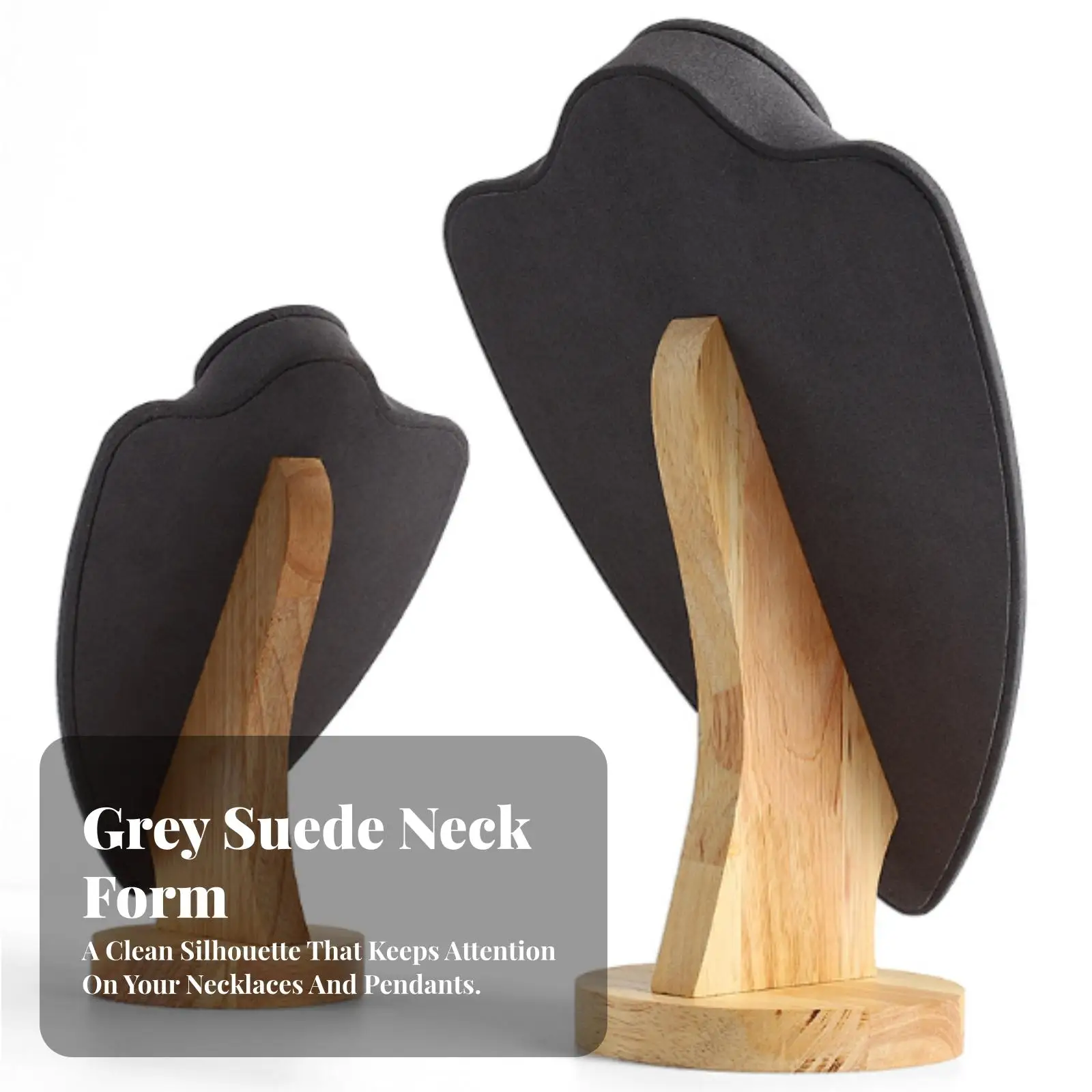 Necklace Display Bust with Wooden Base Professional Necklace Display Bust Portrait Neck Form Holder Freestanding for Jewelers