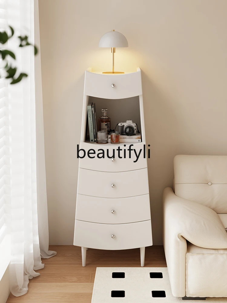 

Modern light luxury sofa side cabinet, simple bedroom multi-layer wall living room storage locker