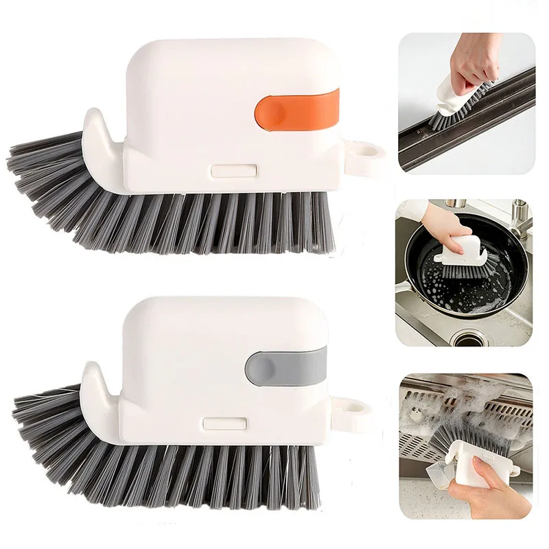 3 in 1 Detachable Window Gap Brush Hard Bristles Handheld Window Track Tile Corner Bathroom Cleaning Scraper Tweezers Cleaner