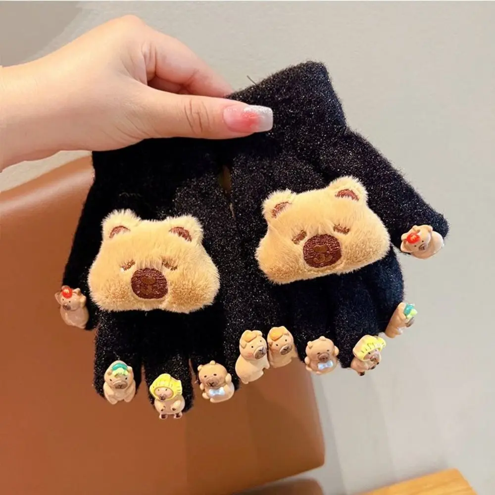 

Gift Keep Warm Cartoon Capybara Gloves Soft Warm Mittens Windproof Cute Winter Children Gloves Outdoor