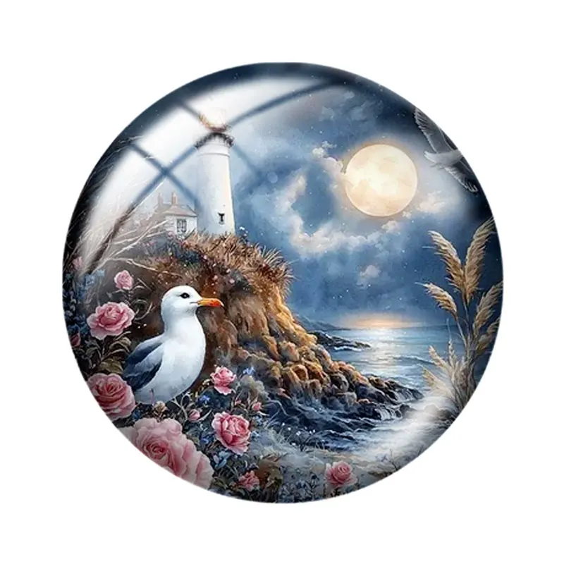 Watercolor Spring Scene by Night 10pcs 12mm/16mm/18mm/30mm Round Photo Glass Cabochon 25mm Demo Flat Back Making Findings