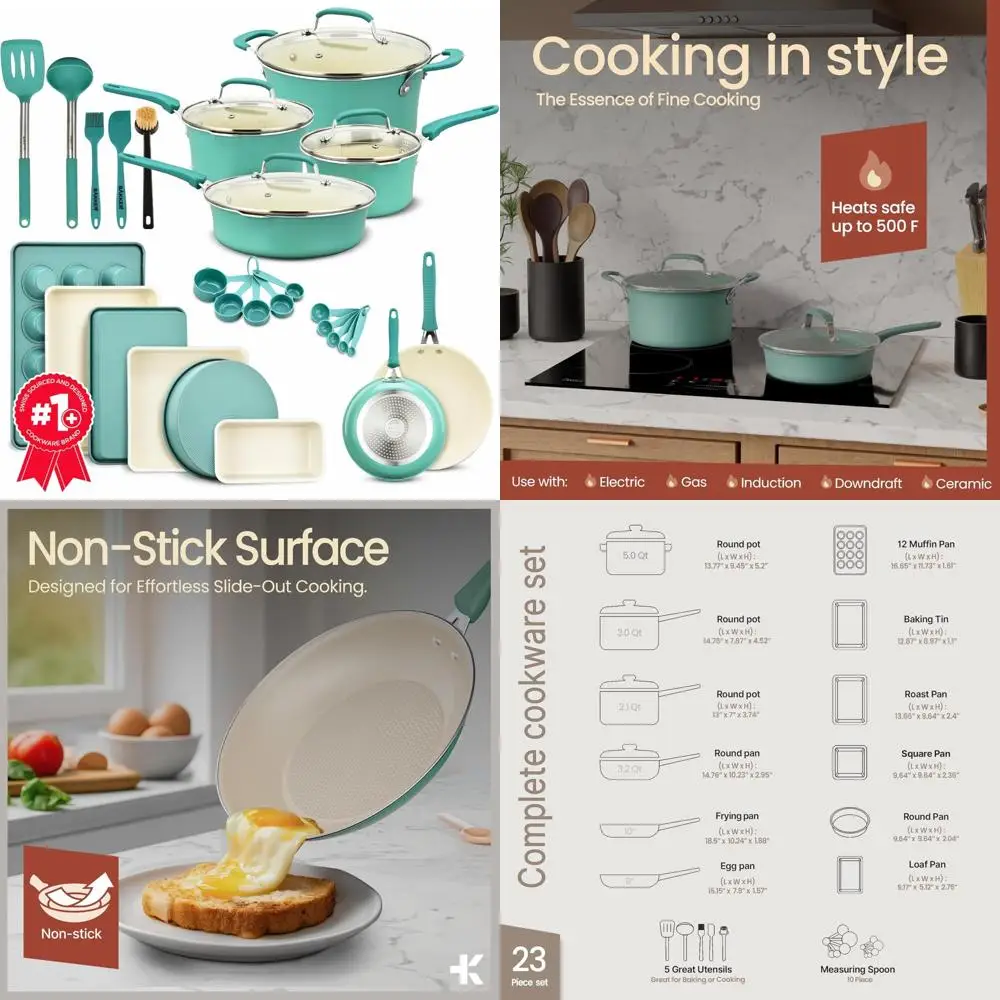 

Набор посуды и формы для выпечки с антипригарным покрытием, 23 предмета, с клетчатым узором, можно штабелировать и можно мыть в посудомоечной машине.