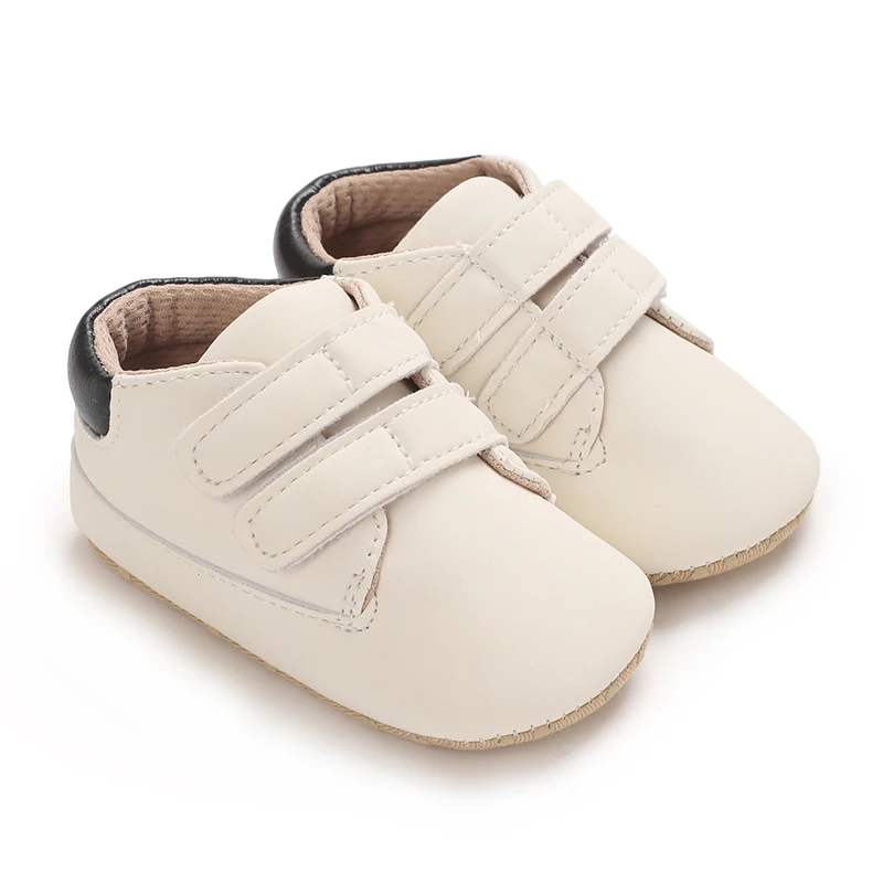 Baby Learning Walk Shoes, Retro Solid Color Velcro Sneakers, Soft Comfort Footwear for Infants 0-18M