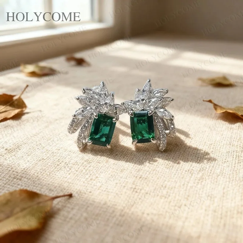 925 Sterling Silver Lab Ruby/Sapphire/Columbia Earrings Emerald/Sugar Tower Cut for Women Engagement Jewelry Mother's Day Gifts