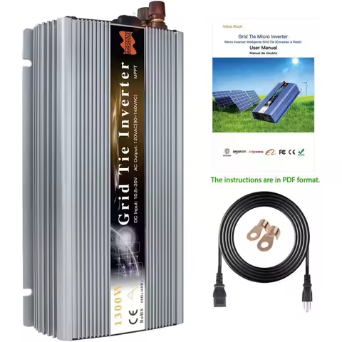 1300W MPPT Sine Wave Grid-Tie Micro Inverter, 20-50V DC to 110/120V AC, Ideal for Residential or Wind Energy Systems