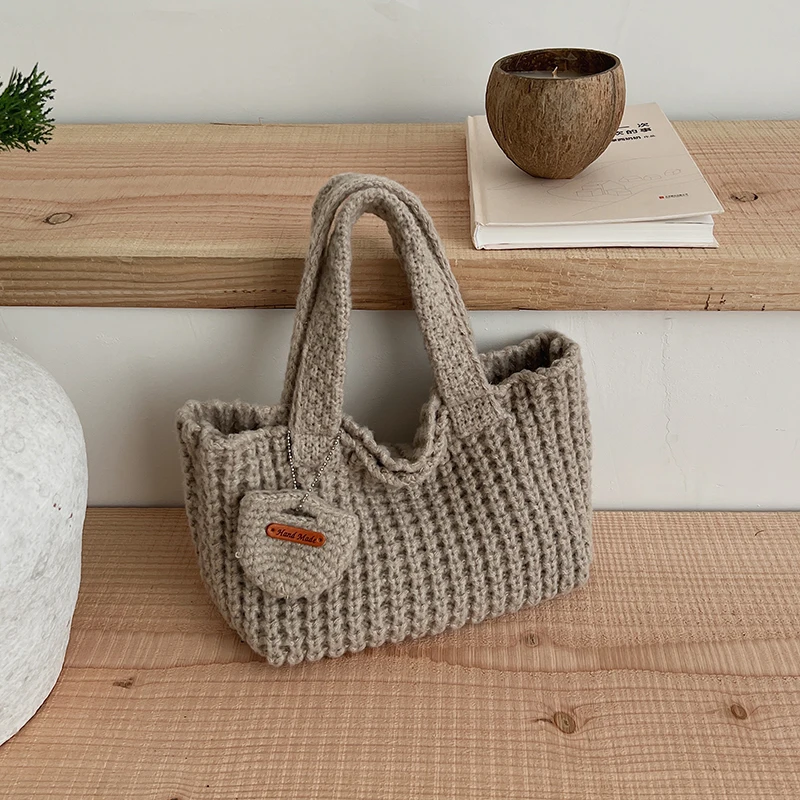 

Yarn Solid Color Hollow Out Soft Casual Tote 2026 Hot Sale Spring New Bags Daily Versatile Simple Fashion Top-Handle Bags