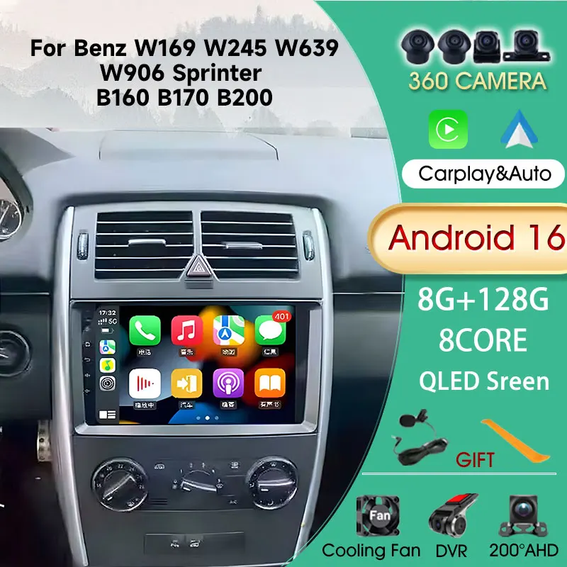 

Carplay Android Auto Car Radio For Mercedes/Benz/W169 W245 W639 W906 Sprinter B160 B170 B200 Bluetooth Multimedia Automotive