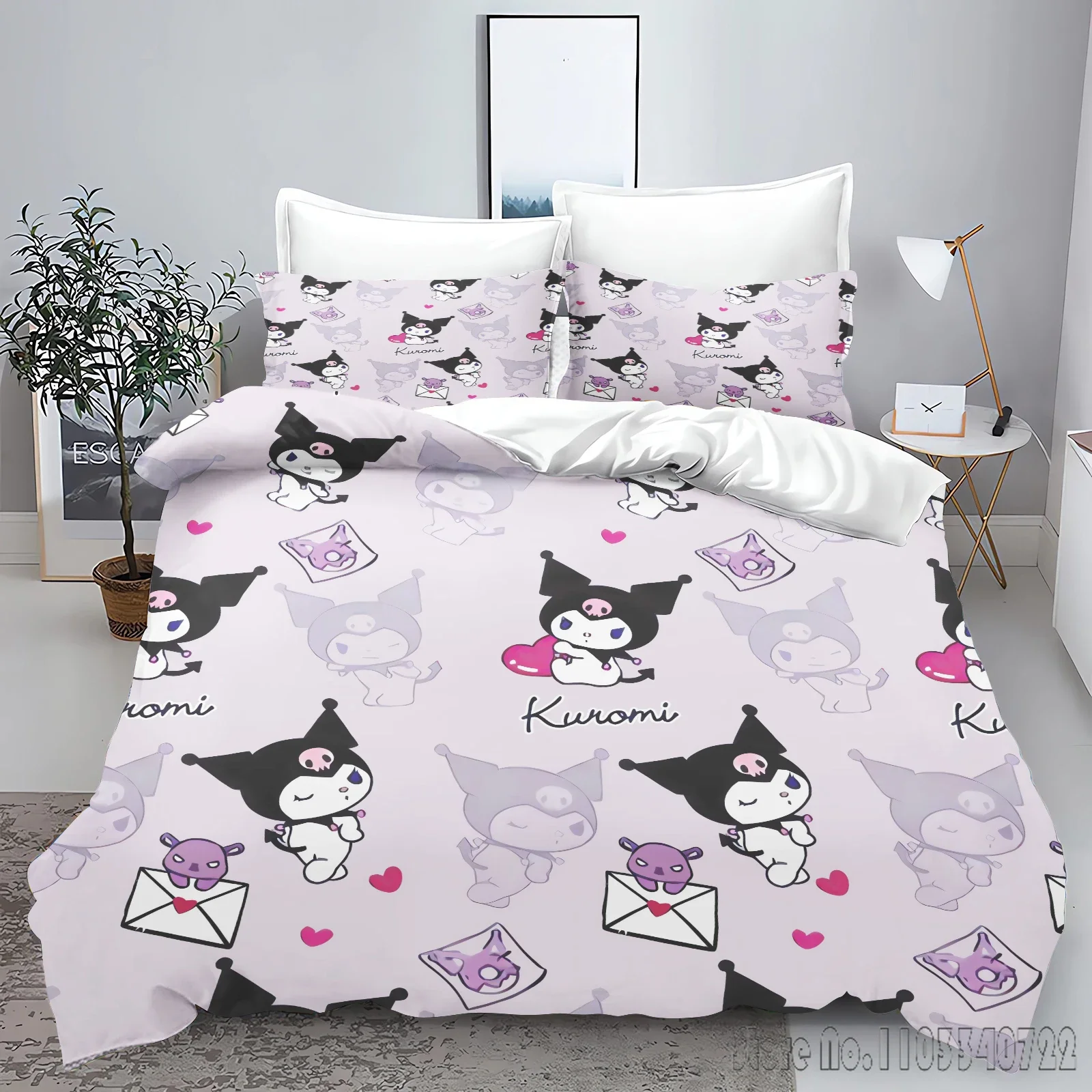 Kuromi Quilt Cartoon Love Child Duvet Cover Set HD Comforter Cover Bedclothes for Kids Bedding Sets Bedroom Decor