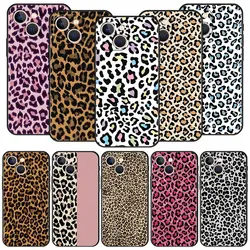 Leopard Cheetah print Luxury Phone Case For iPhone 13 15 14 12 Mini 11 Pro MAX XR X SE XS 7 8 Plus Silicone Protection Cover