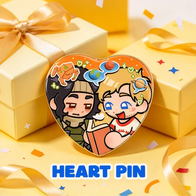 Iron LungxProject Hail Mary Couple Heart Badge Pin,Sci Fi Fan Merch Yaoi Heart Brooch,Cute Cartoon Pin,Itabag Accessory Gift