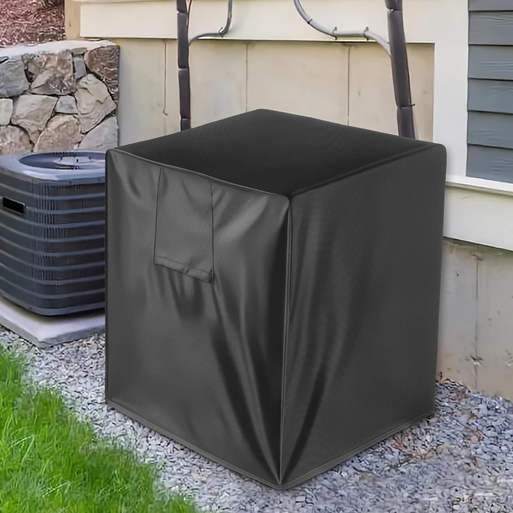 For Window Air Conditioners Dustproof Cover Waterproof Adjustable Drawstring Black Easy To Use Oxford Cloth Waterproof Windproof