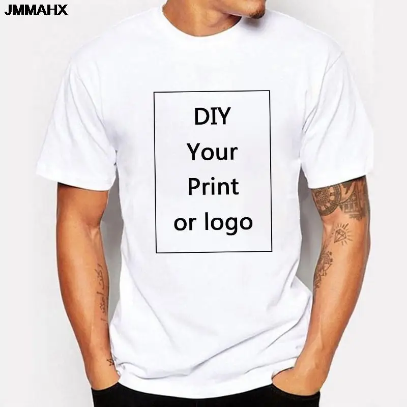 Moda personalizada impressa camisa masculina t harajuku diy foto logotipo marca topos camisetas unissex roupas masculinas casual branco tshirt