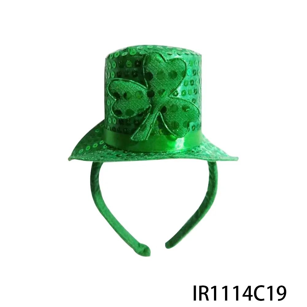 PESENAR Diadema con sombrero de copa de trébol brillante - Accesorio para fiesta del día de San Patricio