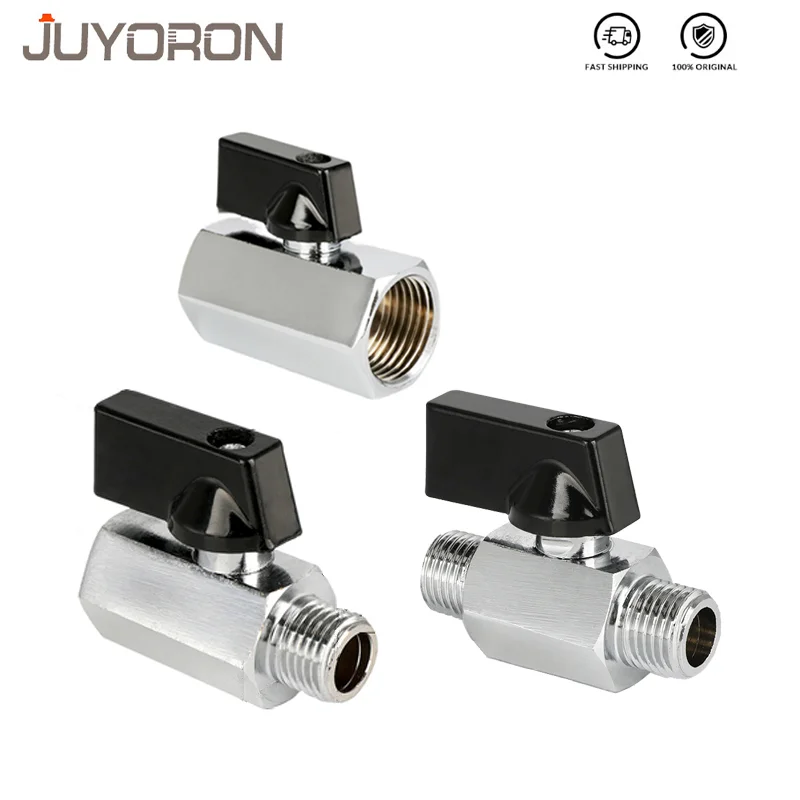 صمام كروي نحاسي PT 1/8 "1/4" 3/8 "1/2" BSP ملولب صغير ذكر إلى أنثى ضاغط هواء صمام إيقاف زيت الغاز المائي #1