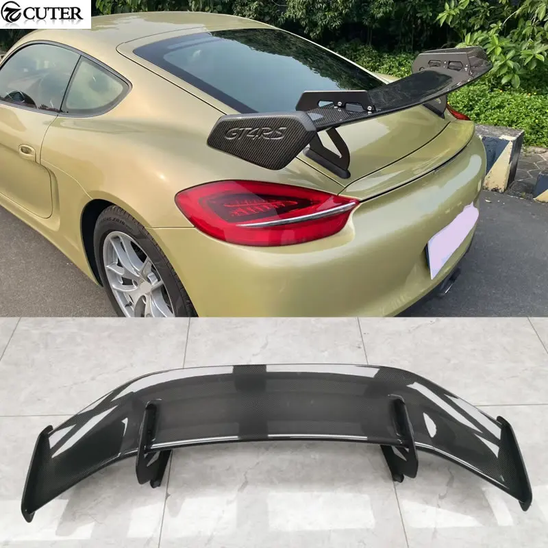 981 Gt4 RS Style Carbon Fiber Rear Spoiler Frp Unpainted Rear Wing for Porsche 981 Cayman GT4RS Car Body Kit