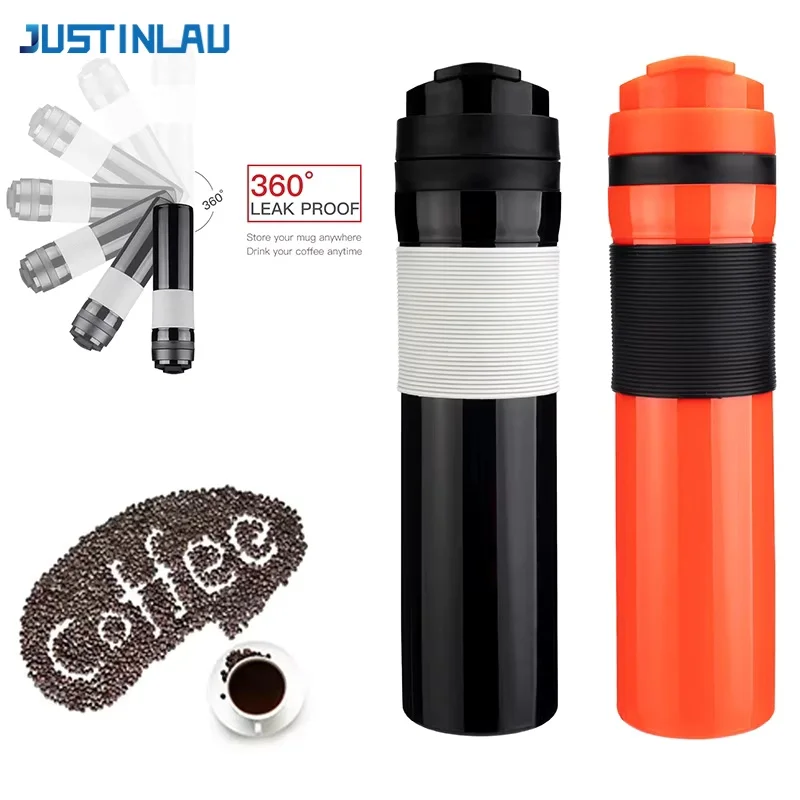 JUSTINLAU Coffee French Press Coffee Pot Portable Plastic Coffee Bottle with Filter Hand Pressure Coffee Pot for Car Travel Mug