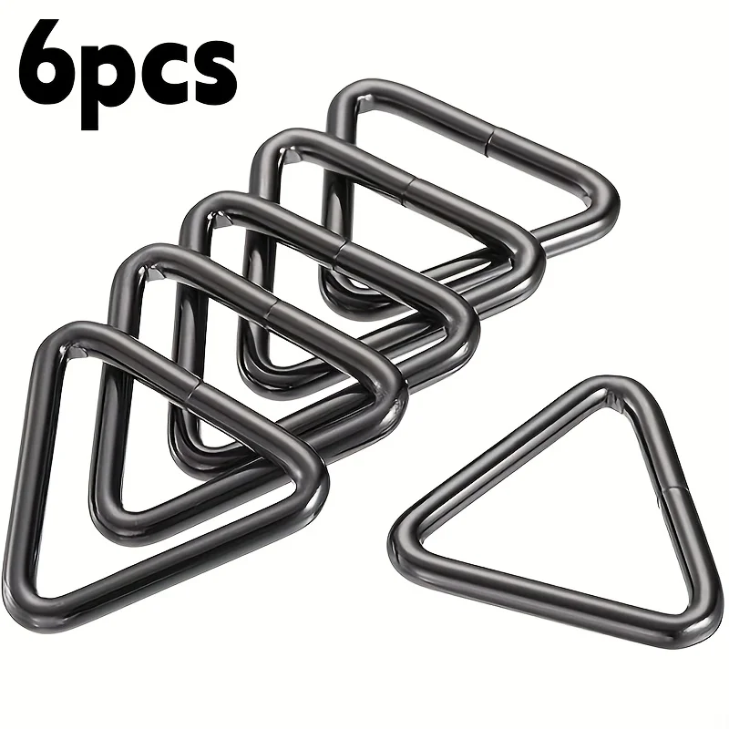 6 pieces of black 38mm electro-galvanized alloy metal triangular snap fasteners with slits, suitable for hardware accessories