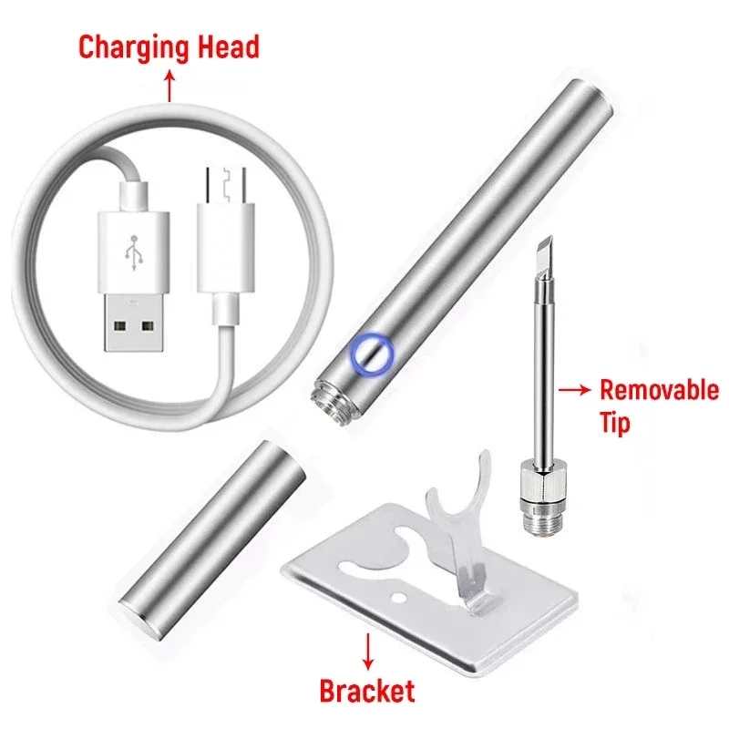 Electric Tape Remover Pen for Hair Extension - USB Plug-in 5V 2A No Battery, Blue with Flat Soldering Tip for Wig Tape