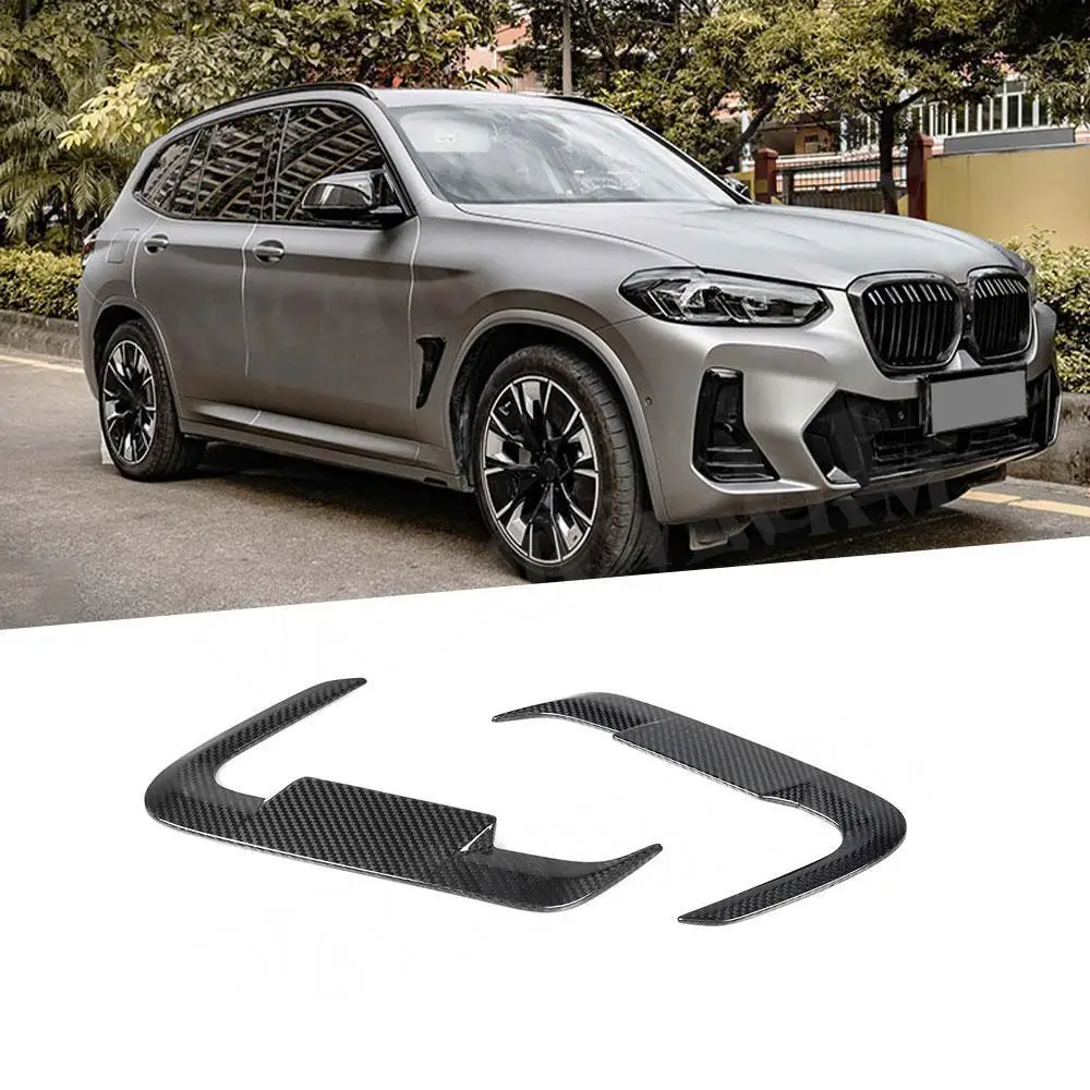 For BMW iX3 G08i 2022 2PCS Dry Carbon Front Fiber Side Wing Air Flow Fender Grille Intake Vent Covers Trim FRP Car Body Kit