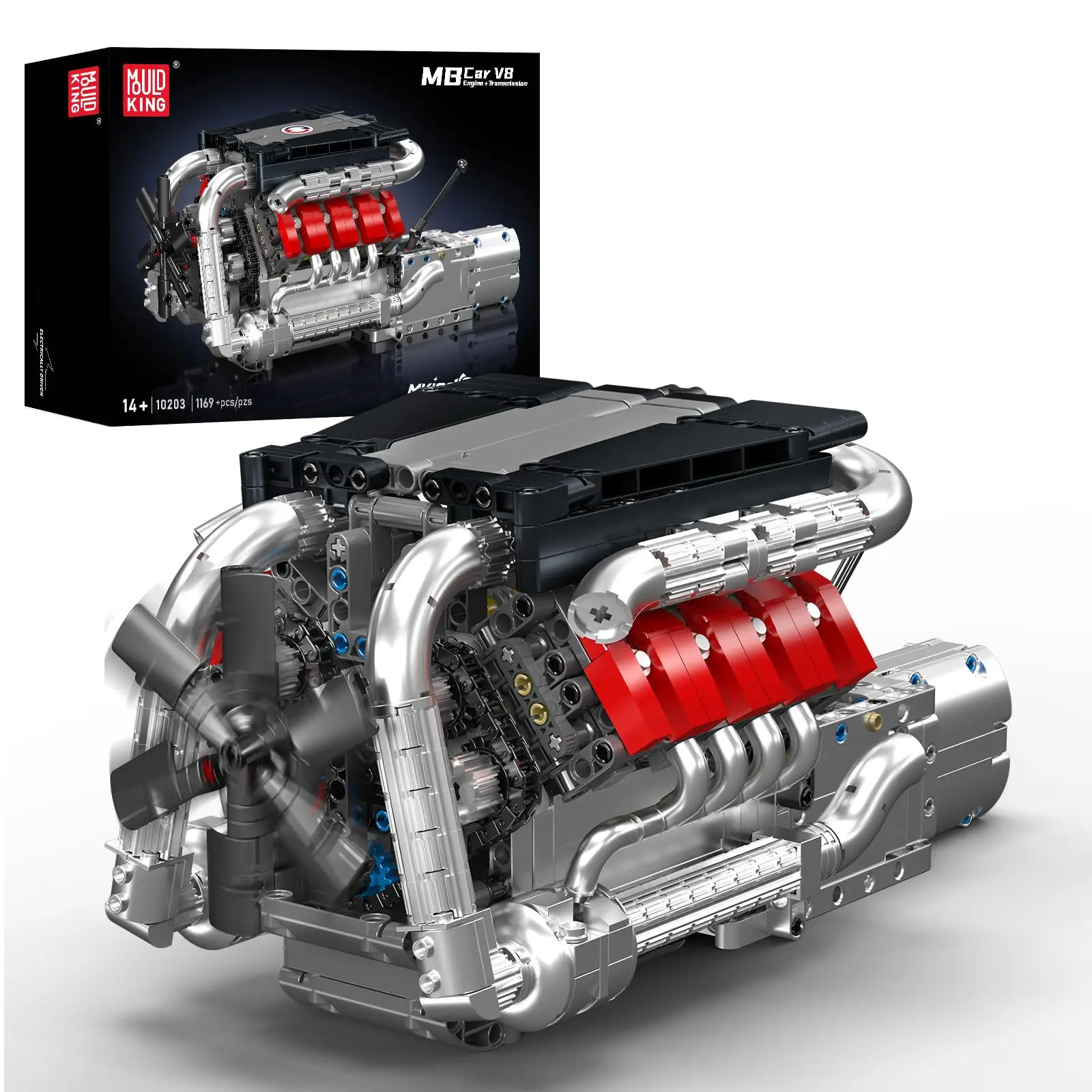 

1169 шт. Mold King 10203 V8 автомобильный комплект модели двигателя STEM механические инженерные строительные блоки игрушки для мальчиков/детей наборы подарки для взрослых
