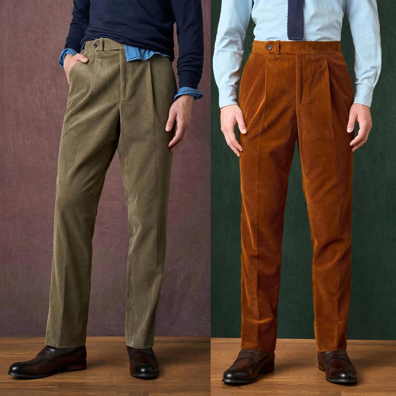 عالية الجودة الشتاء الرجال دعوى بانت سروال قصير عادية عالية الخصر مزدوجة مطوي السراويل الرجال مستقيم فضفاض الخريف الأعمال بنطلون