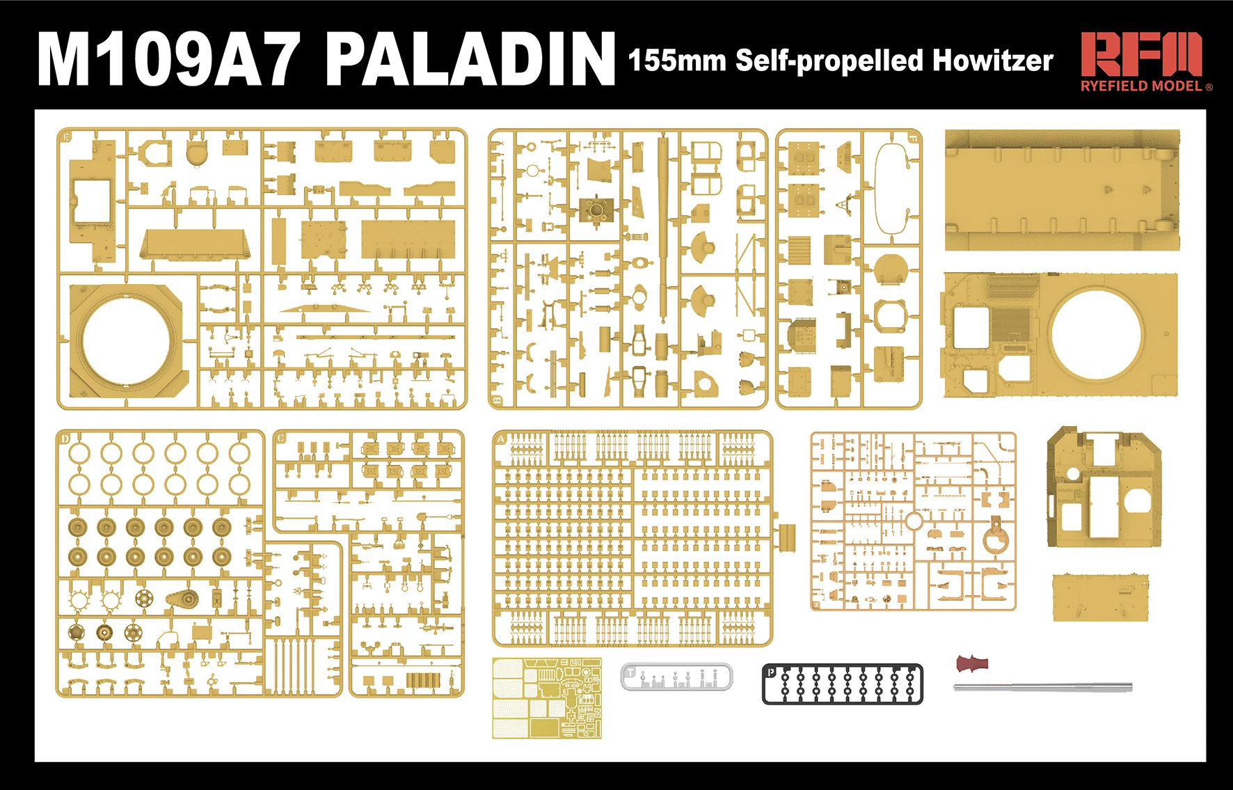 Kit de modelo de montagem de modelo Ryefield RM-5129 M109A7 Paladin Obús automotor 1/35