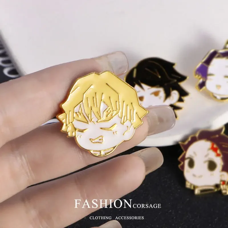 Hot Kochou Shinobu Animation Derivative Metal Badge Kamado Tanjirou Temperament Gift To Friend Clothing Accessories Souvenir