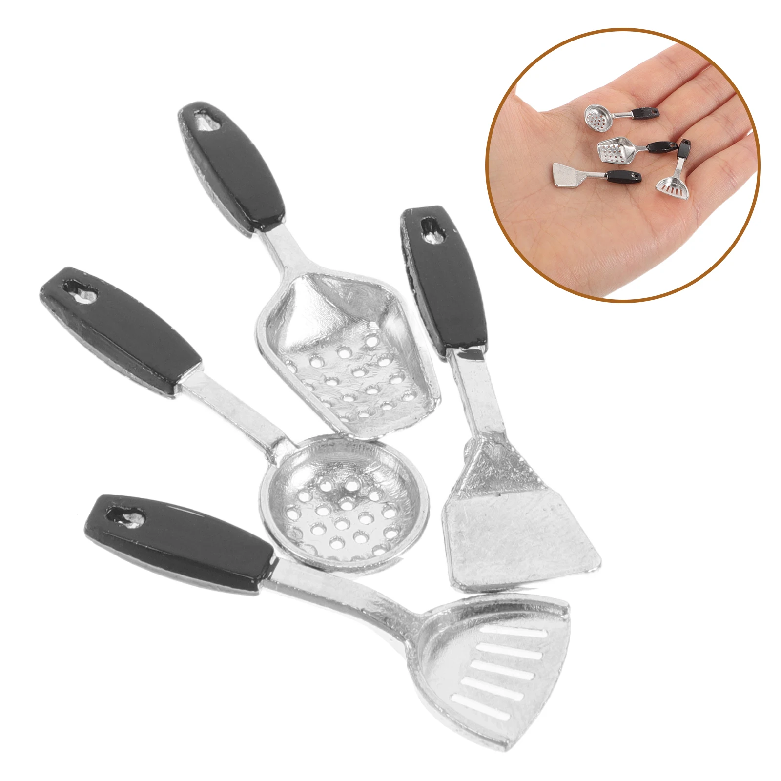

Mini Shovel Kids Toys Dollhouse Miniature Tableware Pretend Play Alloy Tools Utensils