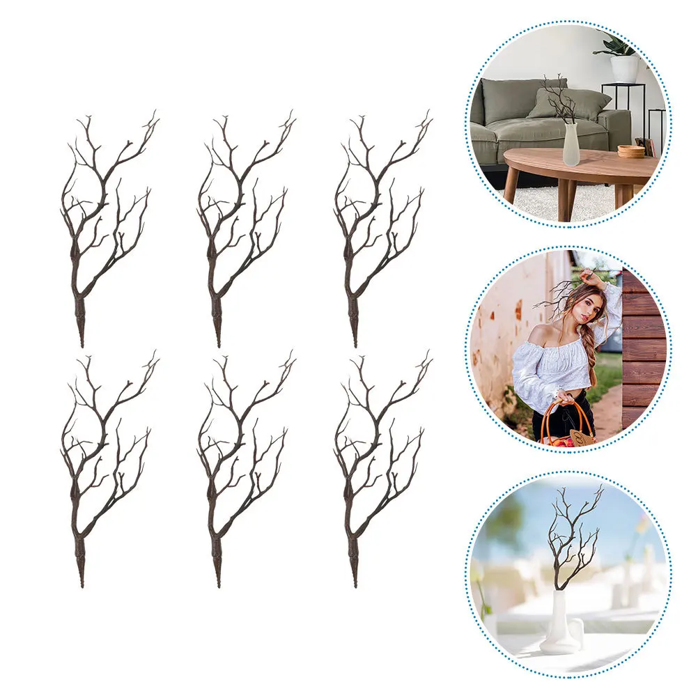 

6pcs Artificial Dried Tree For Vase Filler Home Decor Fake Dried Branches Plastic Diy Craft Branches Decorative Plant Stems