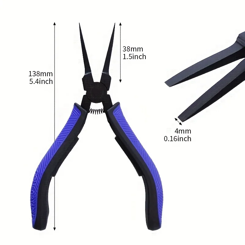 4.5 Inch Thin Flat Nose Pliers Smooth Jaw Mini Jewelry Making Pliers with TPR Pattern Handle for Wire Wrapping Bending Tool