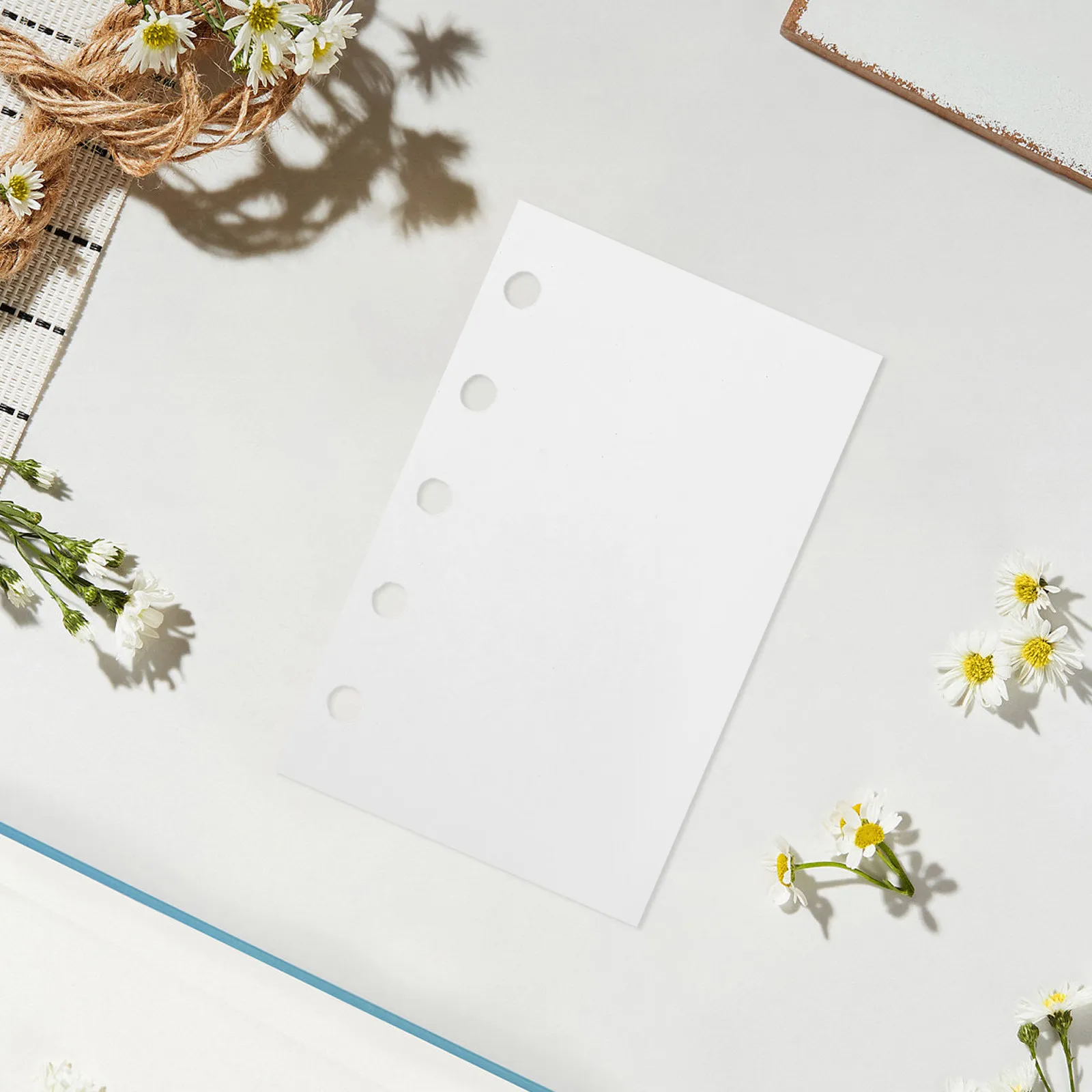100Pcs Punched Binder Refill Inserts Double Sided Stickers Release Paper 4.1x2.6 M5 5 Ring Album Pages Sticker Storage Sheets