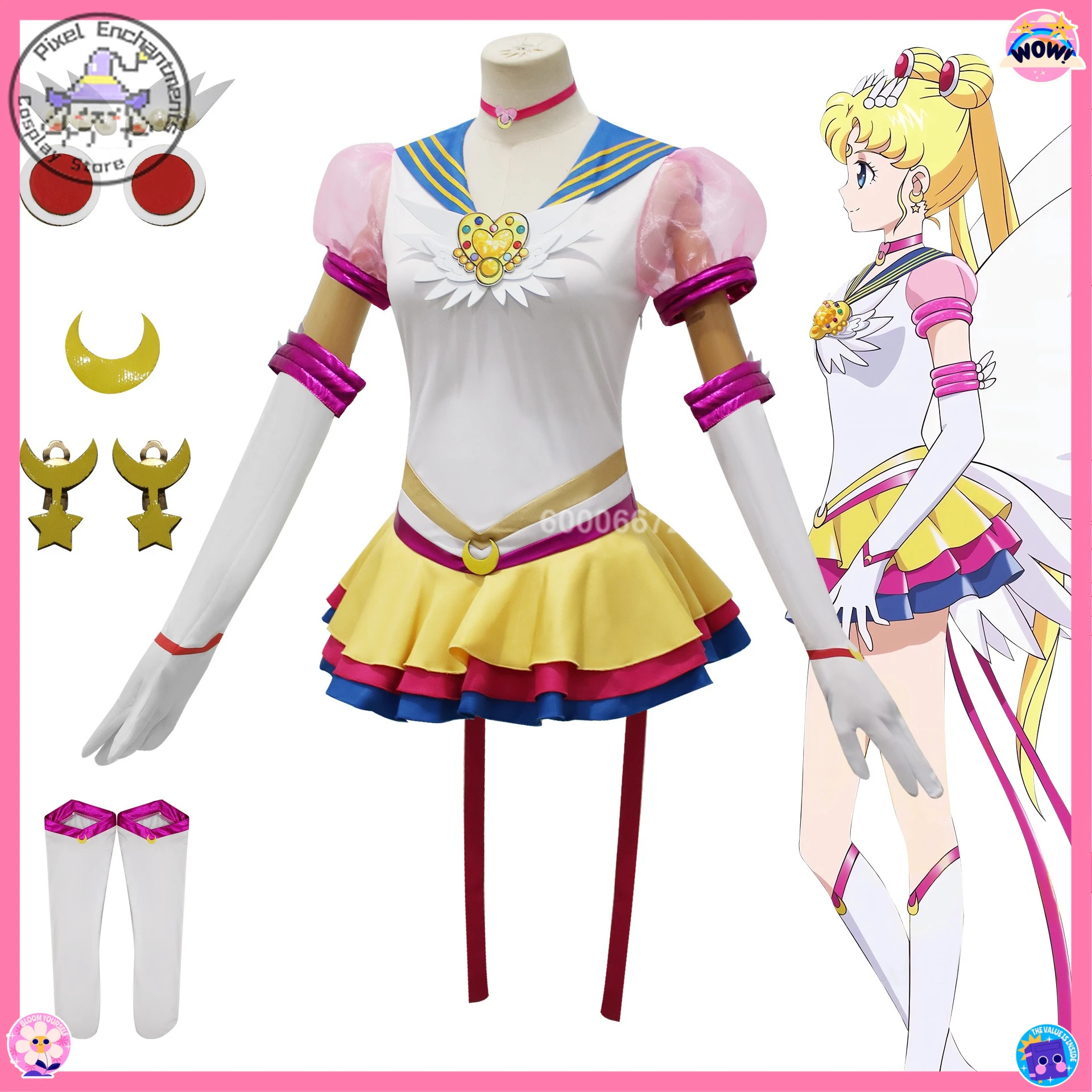 

Hot Sale Sailor Moon Cosplay Costume Anime Usagi Tsukino Role Playing Cute Battle Suit for Women Comic Con Halloween Party