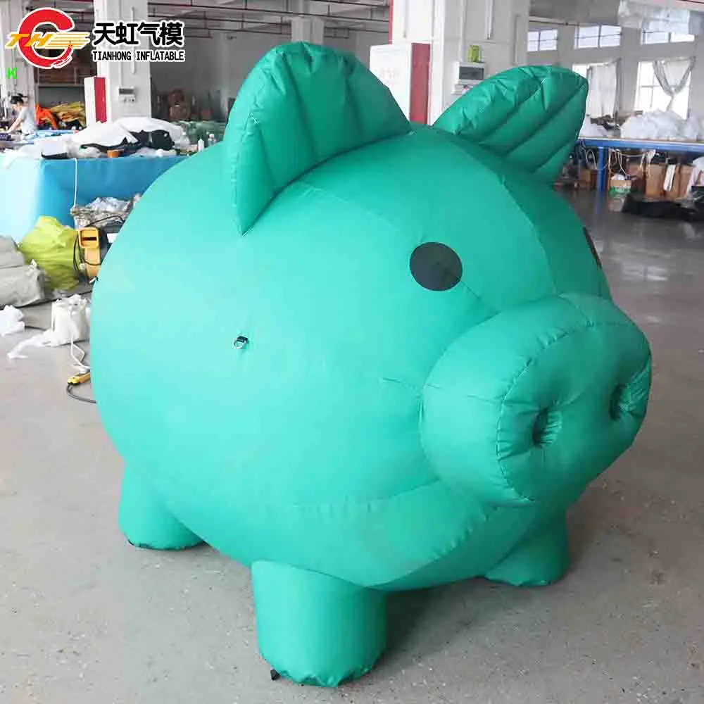Fast Ship Lovely Inflatable Pig Model Cartoon Advertising Decoration Inflatable Green Pig Replica with Blower