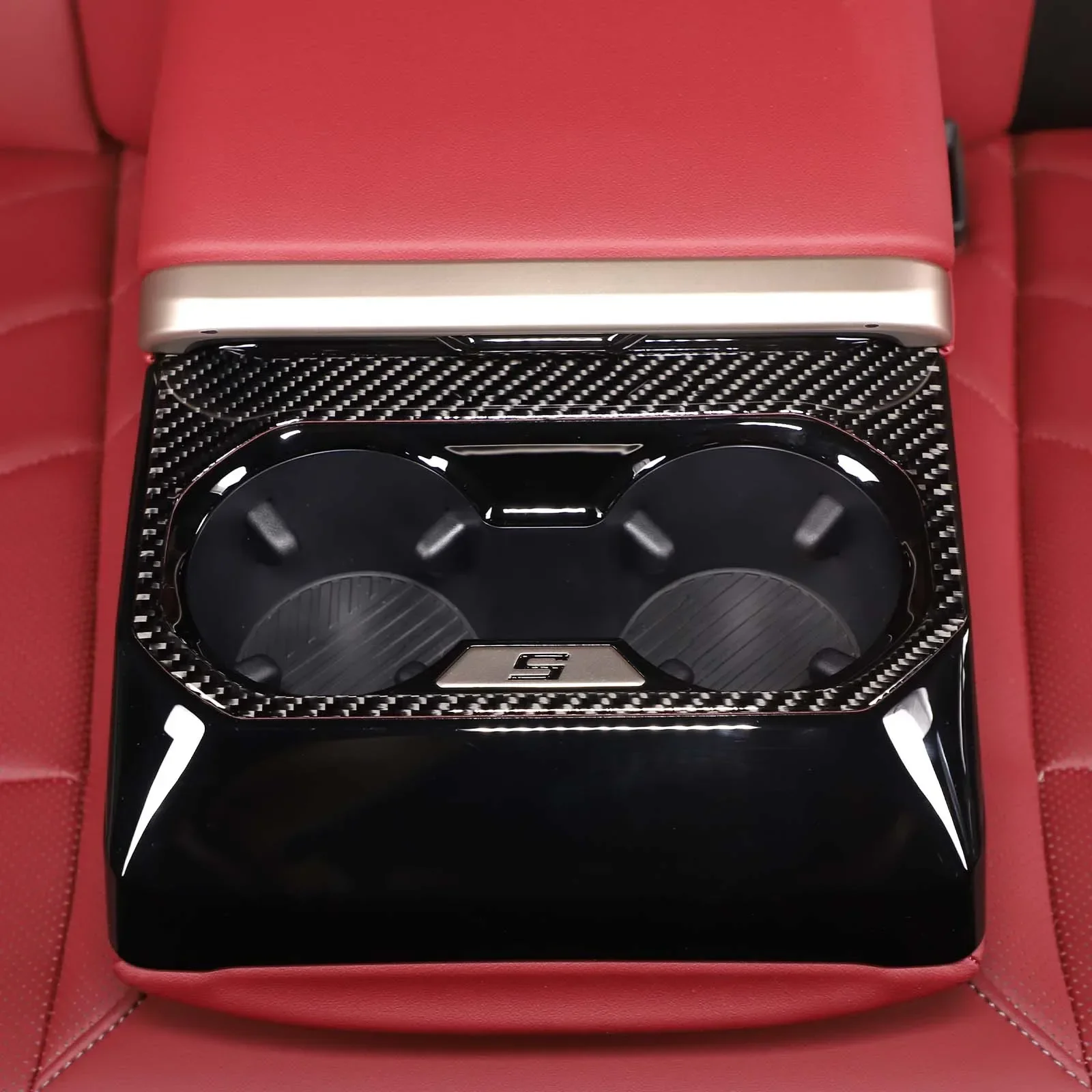 

1Pcs soft carbon fiber For BMW 5 Series G60 2024+ car styling car rear hidden cup holder panel sticker car interior accessories