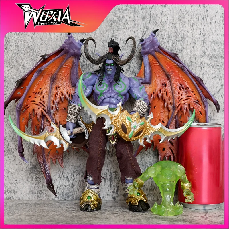 25cm Demon Hunter Illidan Stormrage Game Peripherals PVC Can emit light Figure Ornament Model Crafts cool Decoration Collection