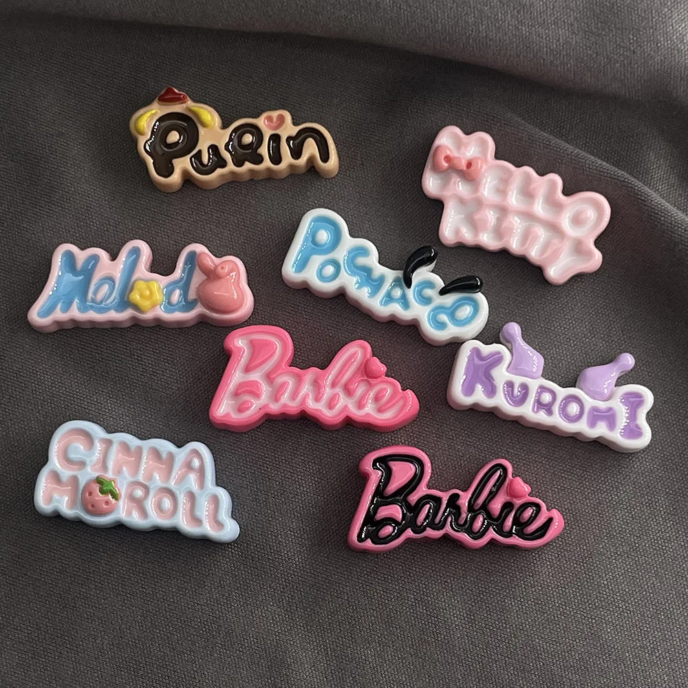 5pcs enamel sanrio barbie letter Cartoon Resin flatback Jewelry Accessories DIY resin charms for scrapbooking embellishments