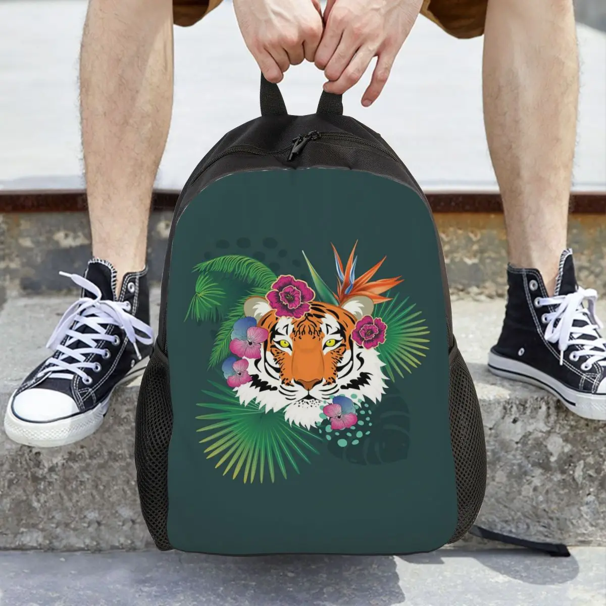 Leopard Tiger Cartoon 2 Backpack Daypack Large Capacity Kids BookBag School Bag Shoulder Bags for Men Women