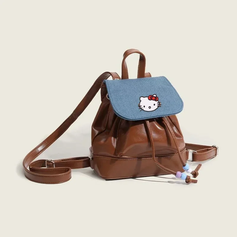 Sanrio hello kitty  New Retro Cute Cowboy Girl Backpack Student Schoolbag Y2K Book Handbag women shoulder bag