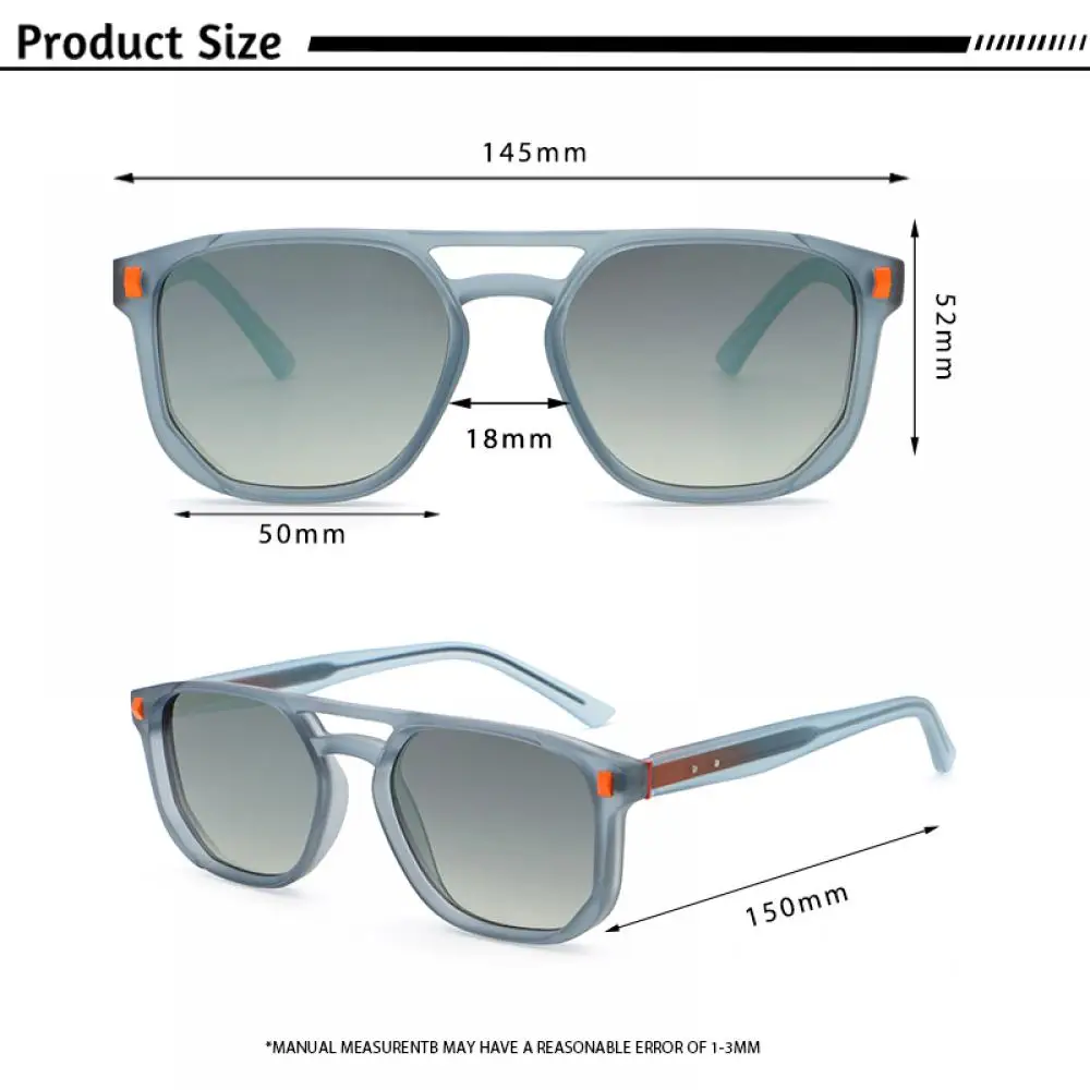 CATERSIDE Retro Pilot Herren-Sonnenbrille mit Sehstärke, flaches Oberteil, Doppelbrücken-Design, verschreibungspflichtige Sonnenbrille für Damen, Outdoor-Brille – Detail 2