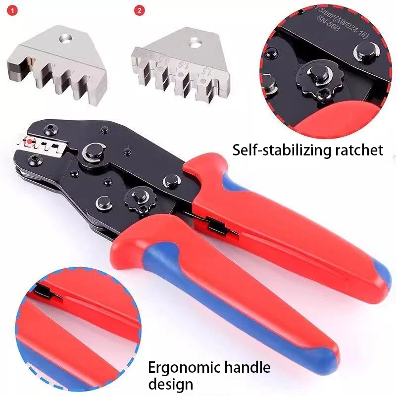 Sn-58B Ratchet-Type Spring-Loaded Dupont Automotive Wire Harness Terminal Crimping Pliers Cold-Pressed Terminal Power Terminal Electrician Multi-Function