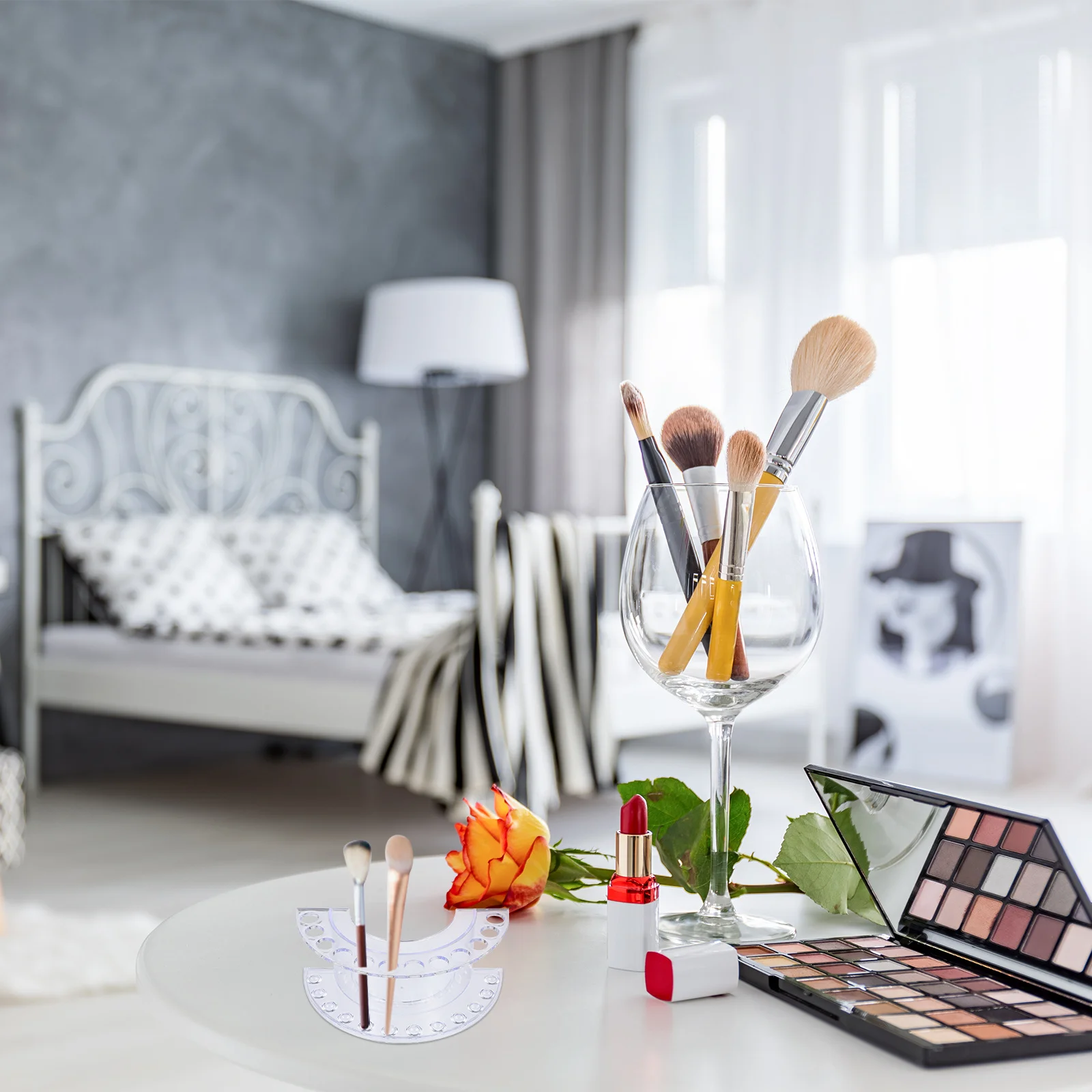 Transparenter Make-up-Pinselhalter, 3-stufiger Organizer für Augenbrauenstift, Eyeliner, Werkzeuge, Aufbewahrungsregal, Desktop-Waschtisch, Badezimmer