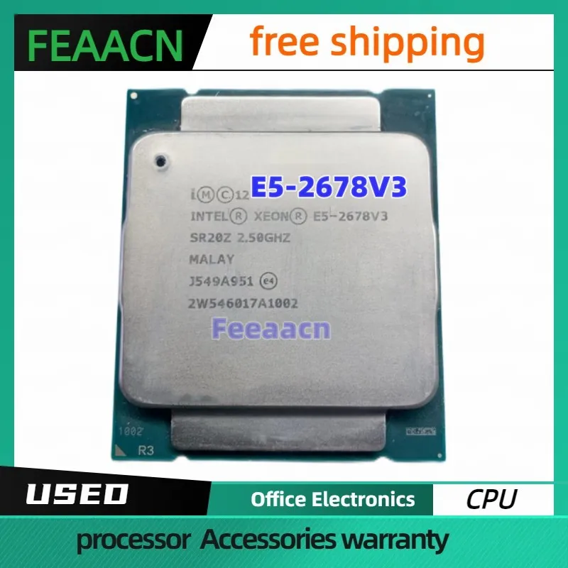 

Processador de CPU Intel Xeon, E5 2678v3 E5 2678 v3 2.5 GHz Usado, Doze Núcleos, Vinte e Quatro Thread, 30M, 120W, LGA 2011-3