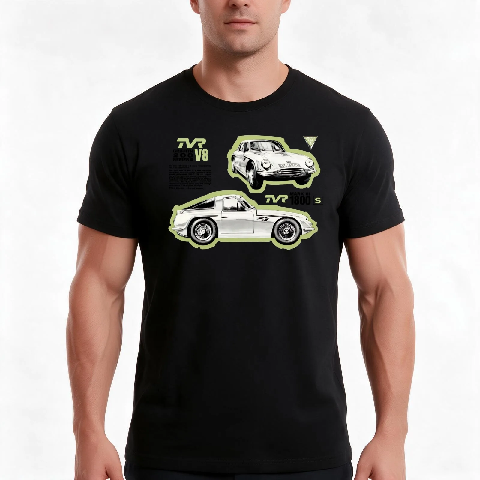 TVR GRIFFITH T-Shirt, Summer Casual Cotton Tee, Oversized Streetwear Tops, Vintage Graphic Print, Loose Fit Short Sleeve