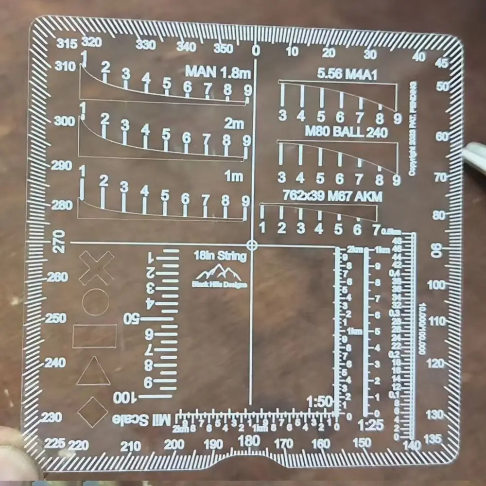 Acrylic Range Finder Card Square Outdoor Auxiliary Ruler Coordinate Grid Reader Hunting Ruler Auxiliary Rangefinder