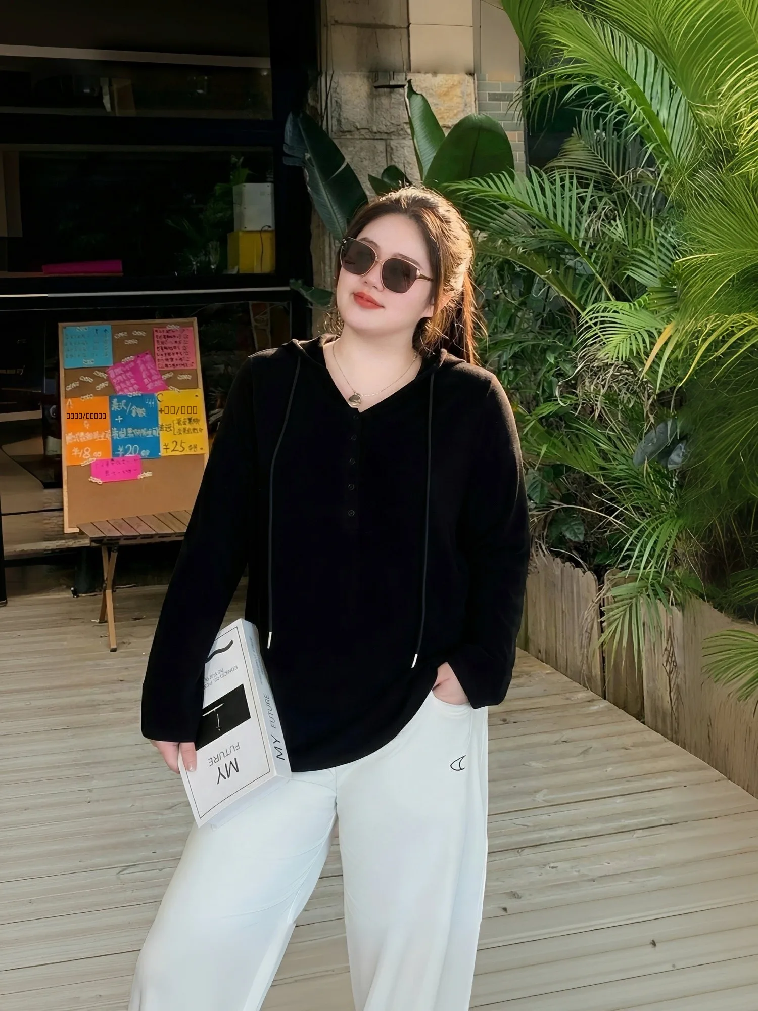 

Женская толстовка большого размера с капюшоном, повседневная, простая, скрывающая живот, универсальный топ, новинка весны, вязаная, с длинным рукавом