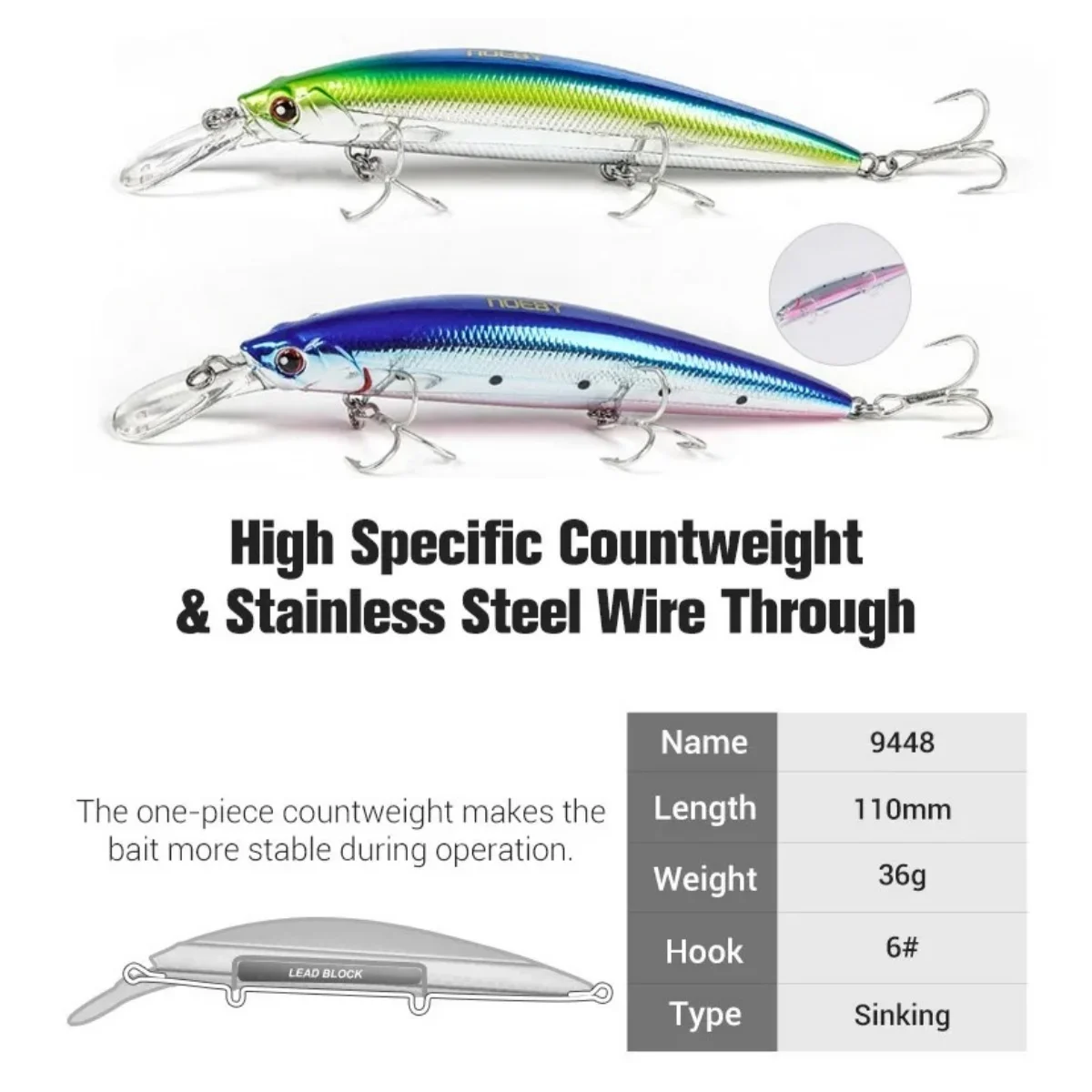 Señuelo Minnow hundido Noeby – Cebo duro para lance largo