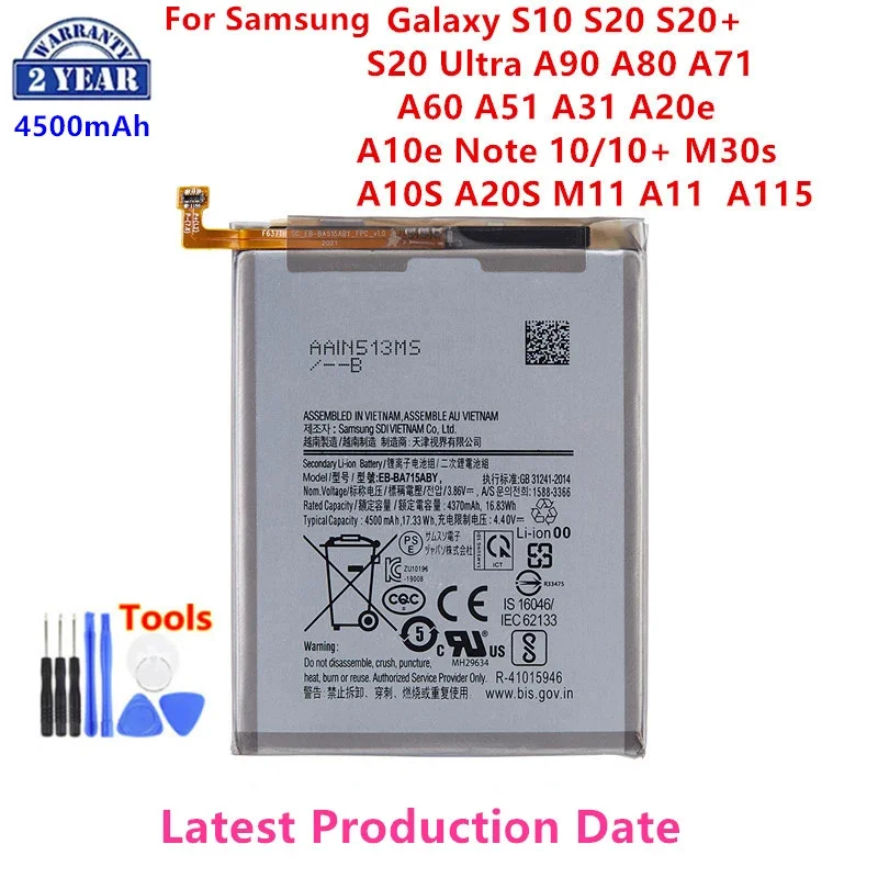 

Brand New Battery For Samsung Galaxy S10 S20 S20+ S20 Ultra A90 A80 A71 A60 A51 A31 A20e A10e Note 10/10+ M30s A20S M11