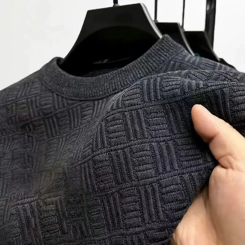 Kantoor Heren Trui Trui Top Verdikte O-hals Met Lange Mouwen Warme Gebreide Kleding Nieuwe Hoogwaardige Dimensionale Casual Mannelijke Top