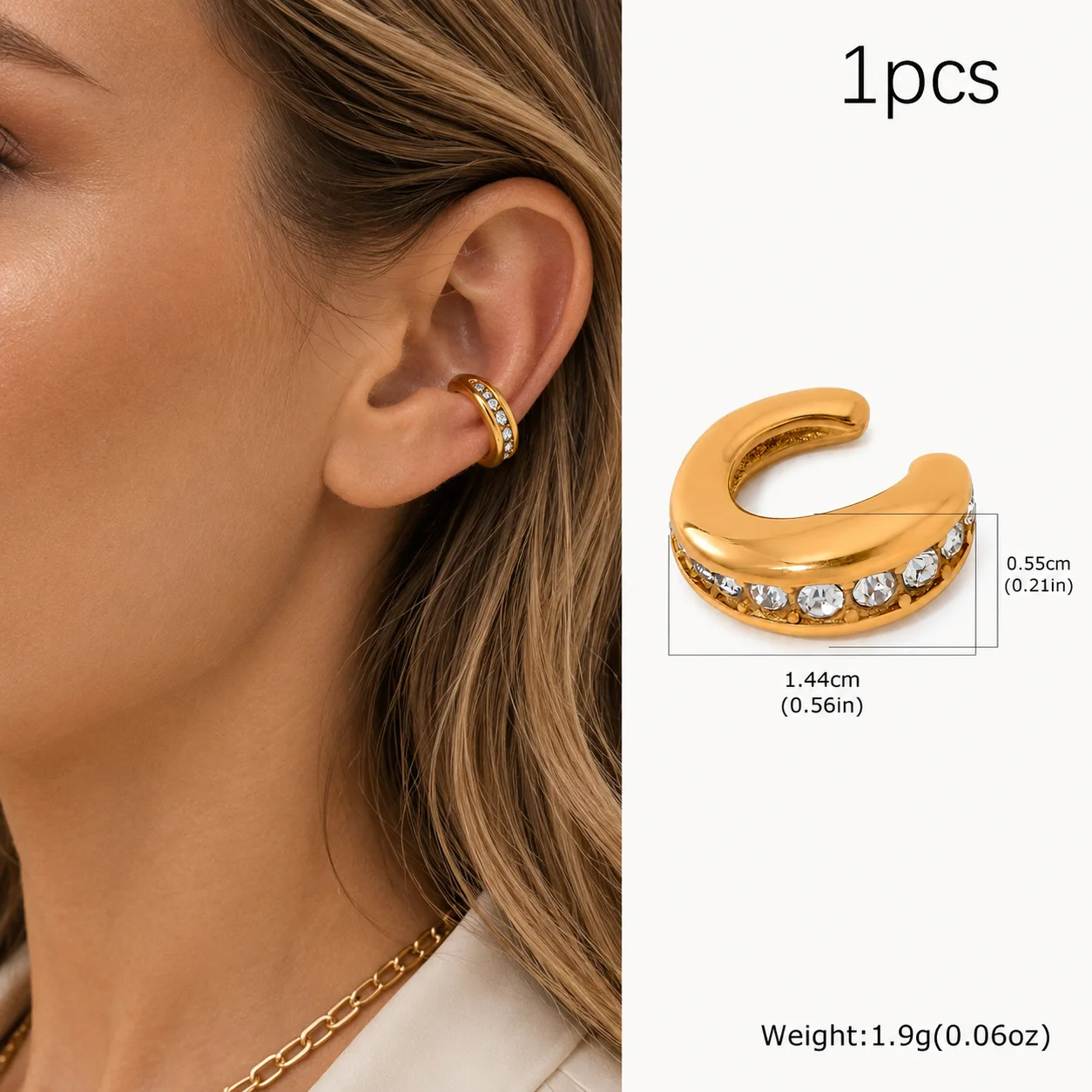Women's Thick Non-Piercing Clip-On Ear Cuff Earrings